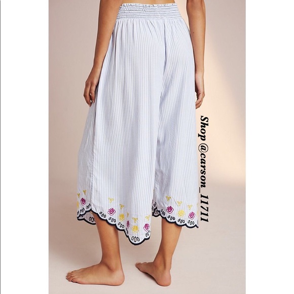 NWT Anthropologie Pinstripe Embroidered Sleep Pants XSP - Picture 5 of 5